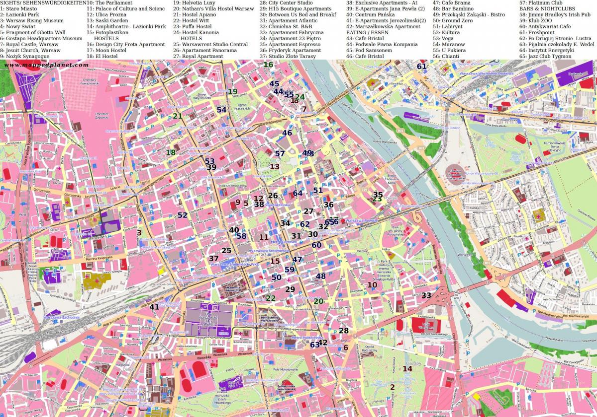 מפה של העיר ורשה 
