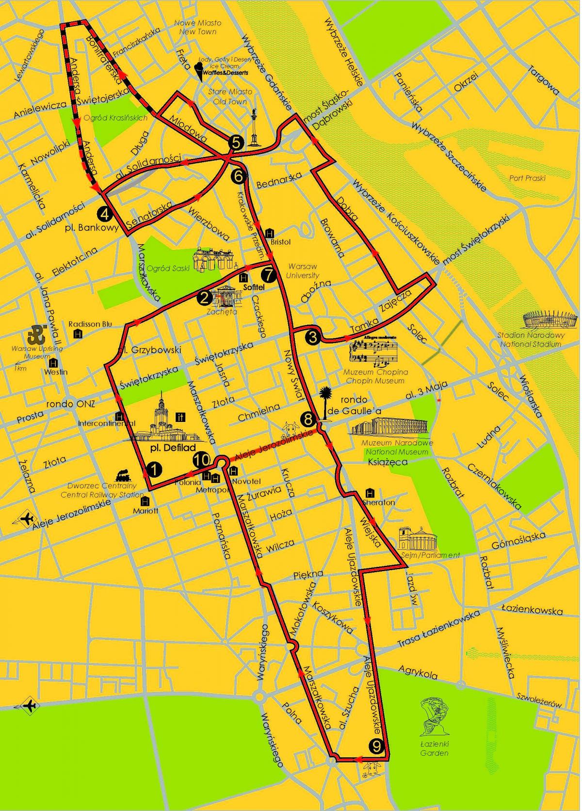 מפה של ורשה קפוץ, קפוץ אוטובוס 