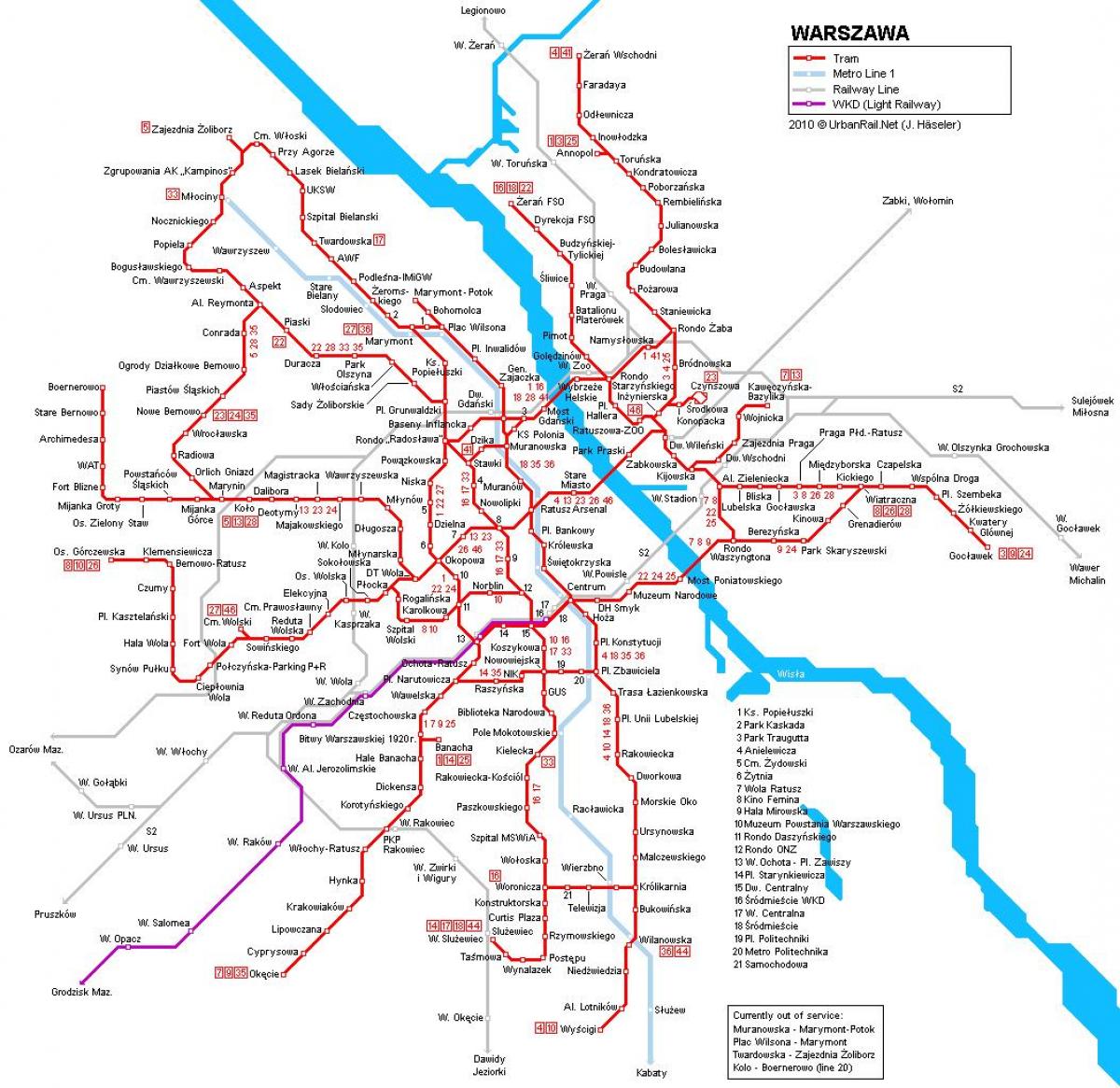 ורשה הרכבת המפה