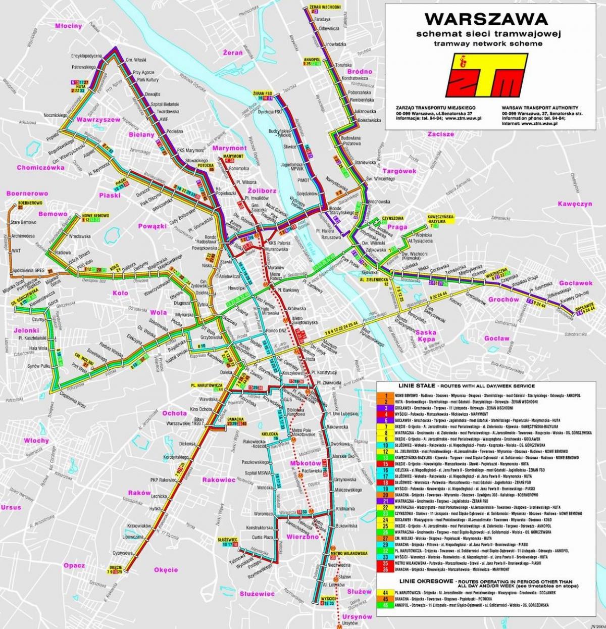 מפת התחבורה של ורשה 