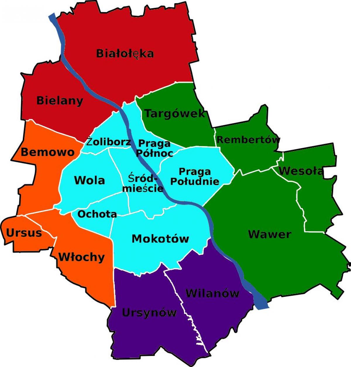 מפה של מחוזות ורשה 