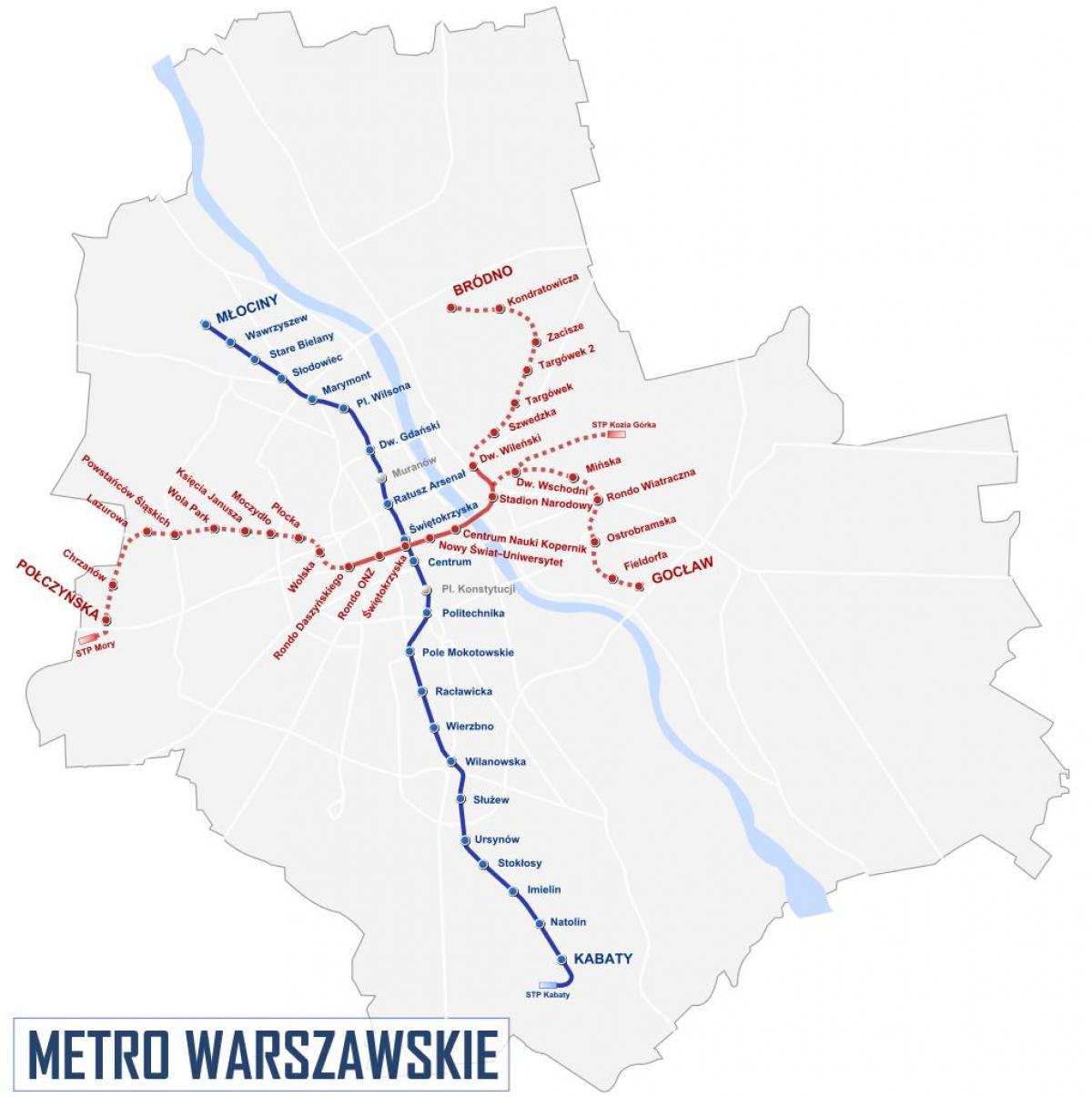 מפה של ורשה מטרו 2016